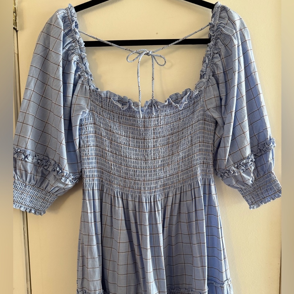 Hill House Home The Nesli Nap Dress - Light Blue Check Plaid - Picture 4 of 6